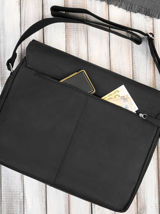 Leder Herren Tasche Bote Schwarz