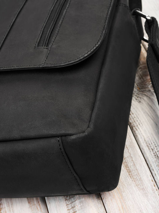 Leder Herren Tasche Bote Schwarz
