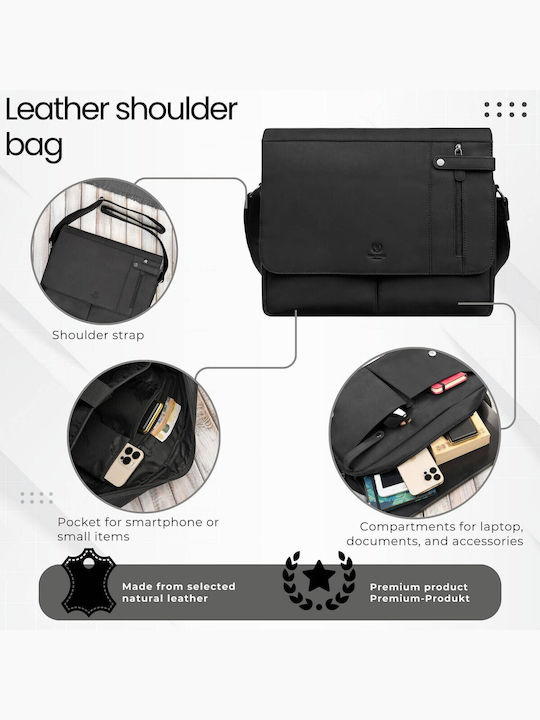 Leder Herren Tasche Bote Schwarz