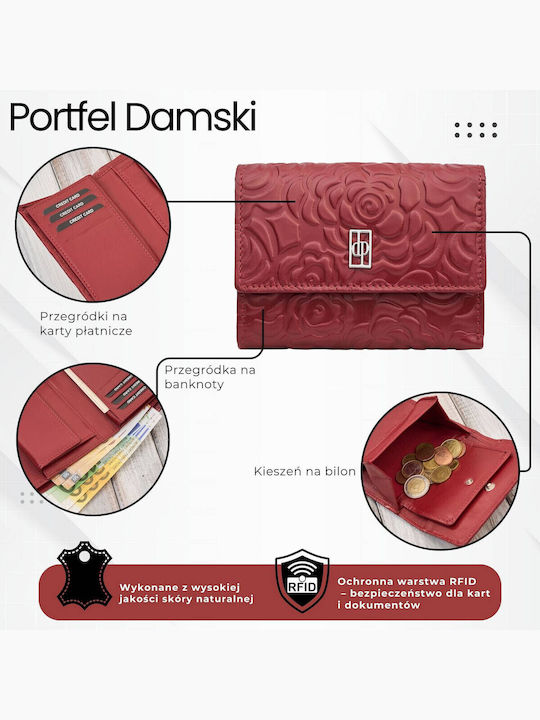 Малък Дамско Портмоне Класически с RFID Червен