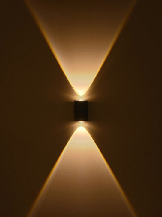 GloboStar Hikari Επιτοίχιο Εξωτερικό Φωτιστικό LED IP65 4W με Θερμό Λευκό Φως 6x4x10.5εκ.