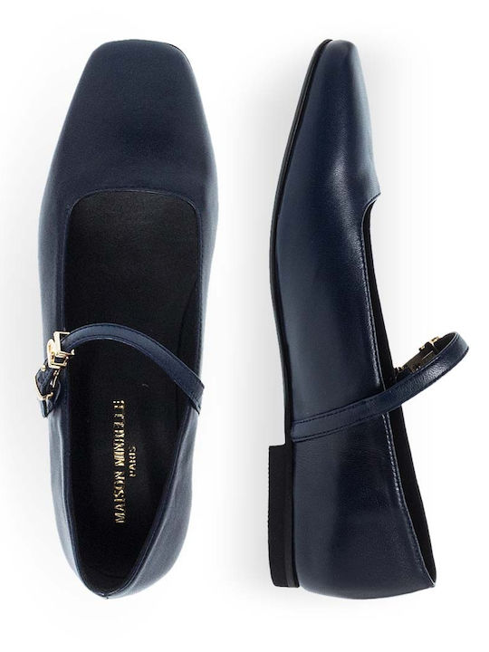 Damen Ballerinas mit Riemchen Navy Blau