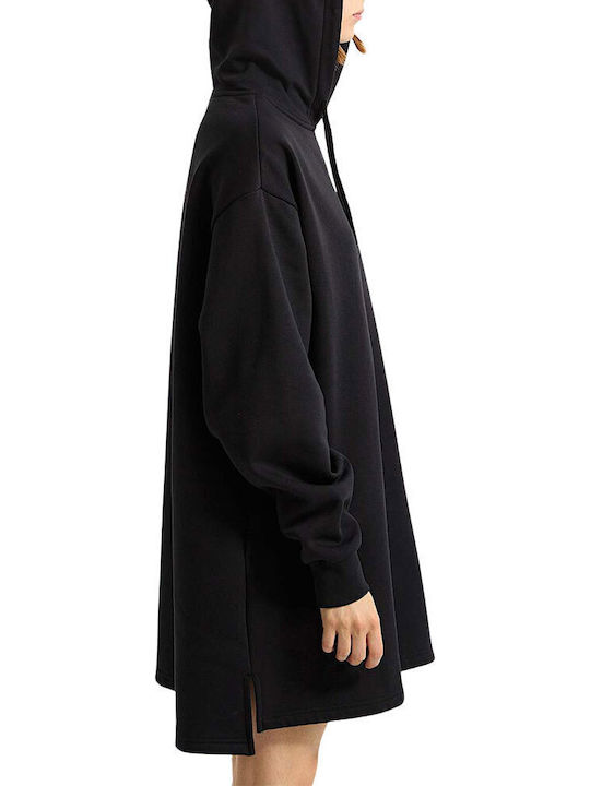 Mini Athletic Dress Long Sleeve with Hood Black