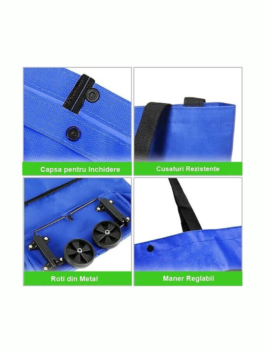 Geantă Pliabilă Flippy 2 În 1 Roți Troller Sacose De Cumparaturi 19 L Albastru Din Plastic 39 X 46 X 12 Cm