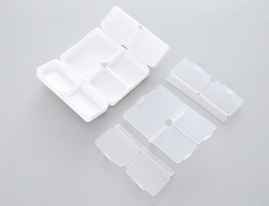 Medicine Storage Box 7 Individually Sealed Compartments Foldable Portable Flippy White Red