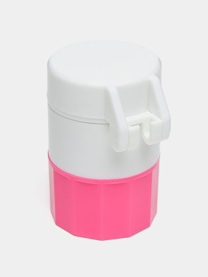 Cutie Multifuncțională Pentru Pastile Flippy 4 În 1 Pahar Pentru Apă Tăiere Zdrobire Depozitare Compactă Abs Lamă Din Oțel Inoxidabil Alb Roz 8.7x6.2x4.1 Cm