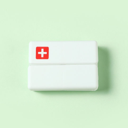 Medicine Storage Box 7 Individually Sealed Compartments Foldable Portable Flippy White Red