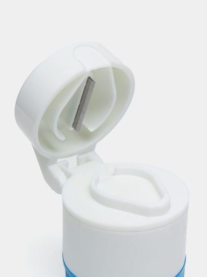 Cutie Multifuncțională Pentru Pastile Flippy 4 În 1 Pahar Pentru Apă Tăiere Zdrobire Depozitare Compactă Abs Lamă Din Oțel Inoxidabil Alb Albastru 8.7x6.2x4.1 Cm