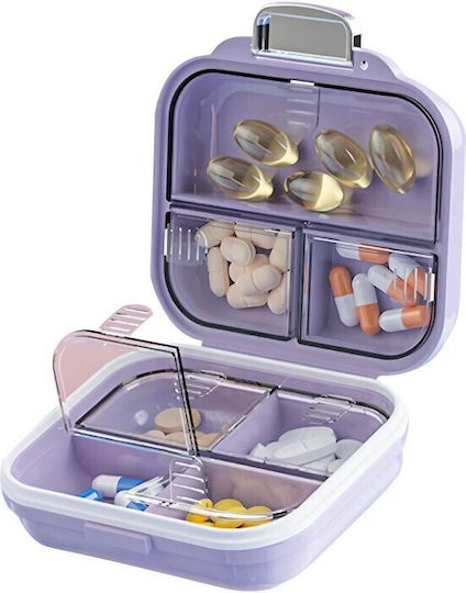 Cutie de Medicamente Flippy Mov 7 Compartimente Portabil Compact 7.8x7.2x3.5 cm Ideal pentru Utilizare Zilnică