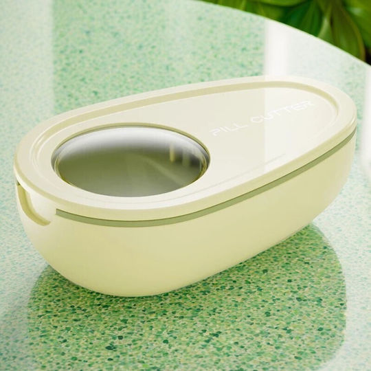 Cutie Pentru Pastile Cu Tăietor Flippy Galbenă 8x5x2,65 Cm Compactă Portabilă Ideală Pentru Călătorii
