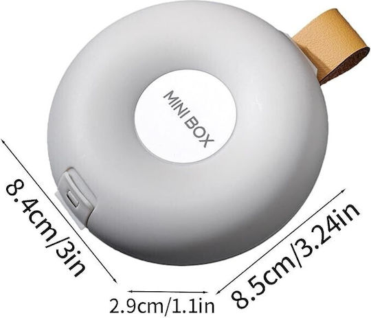 Cutie Pentru Depozitarea Medicamentelor Flippy 6 Compartimente Închidere Etanșă Portabilă Rotundă Alb Gri Pp 8.4x2.9x8.5 Cm