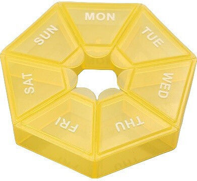 Medizin Organizer Box Tage Woche Flippy Plastik 7 Fächer Gelbe