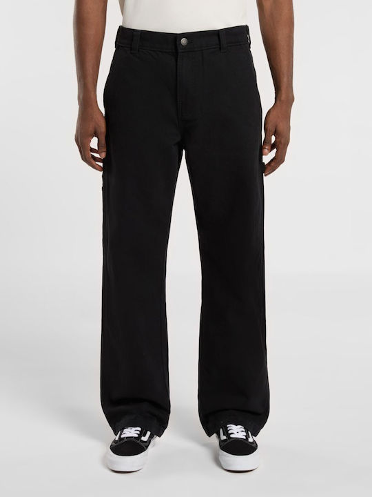 Canvas Carpenter Trousers in Regular Fit Black