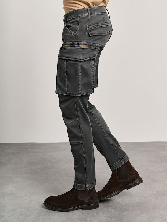 Lucas Trousers Cargo in Loose Fit Grey Anthracite