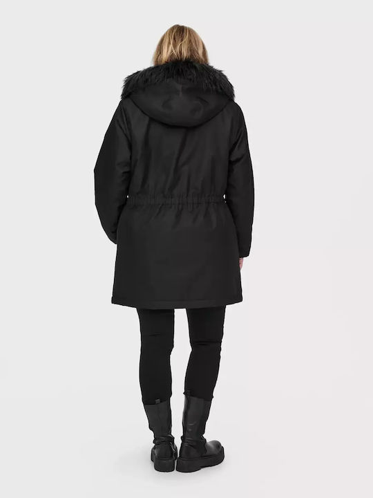 Women's Parka Jacket for Winter with Hood Black