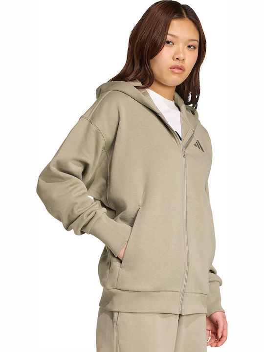 All Szn Women's Sweatshirt Jacket Hooded Khaki