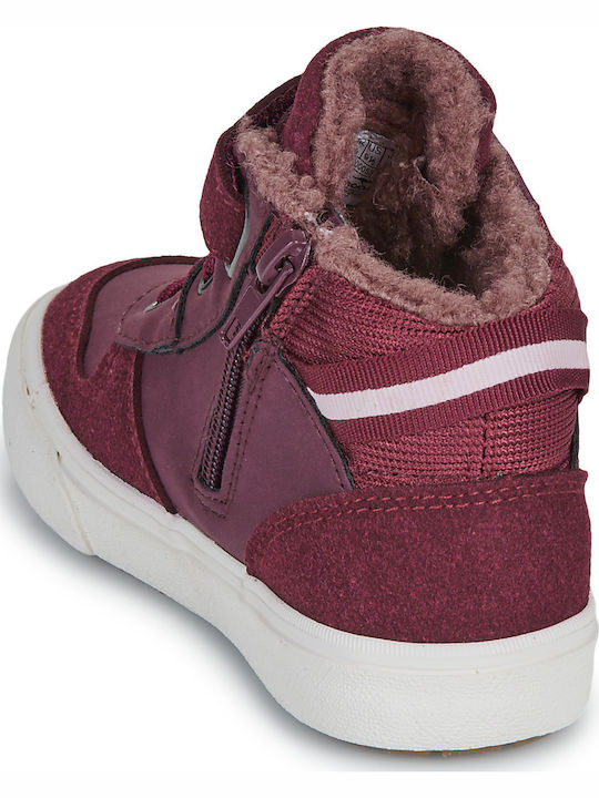 Kids Sneakers High with Hoop & Loop Closure Red