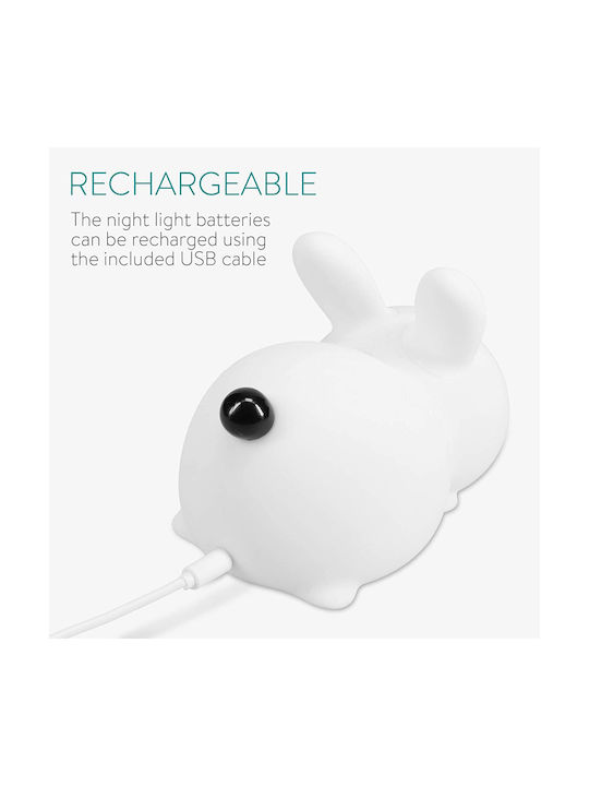 Navaris Led Kids Decorative Lamp Rabbit White 14.7x9.8x9εκ.