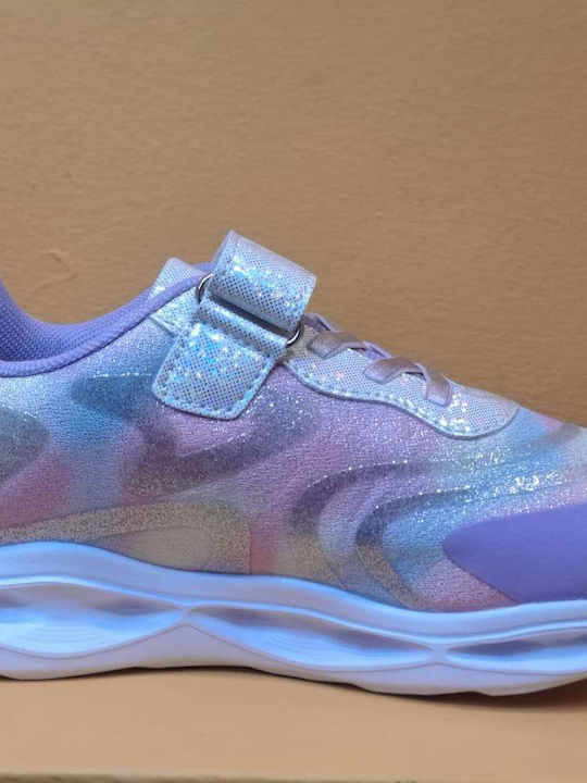 Παιδικά Sneakers με Σκρατς & Φωτάκια Μωβ