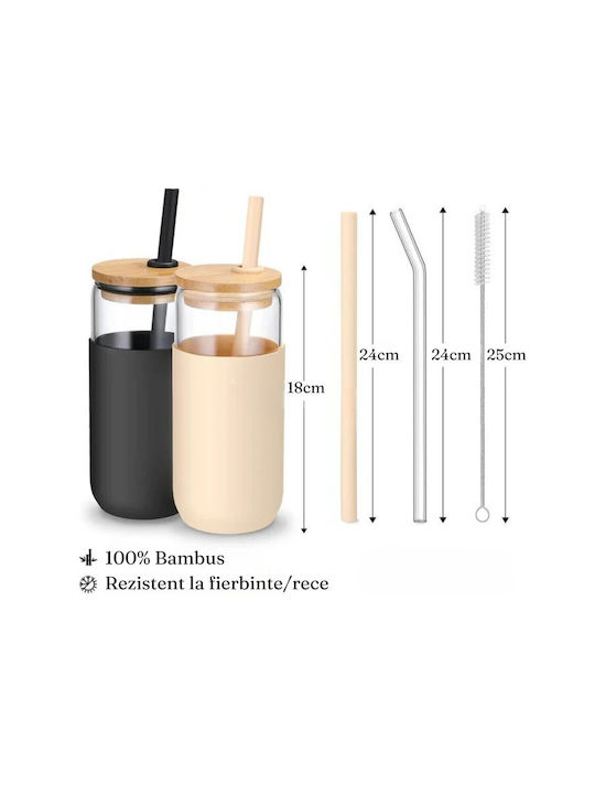 Set of Glasses Water made of Glass in Black Color 500ml 2pcs