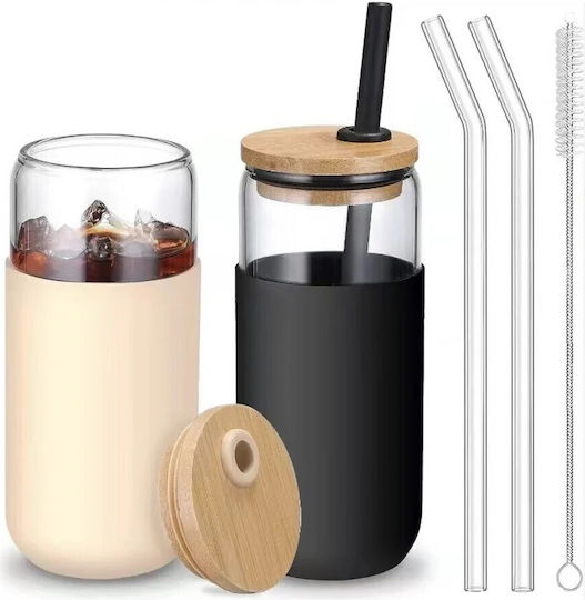 Set Pahare Pentru Apă Din Sticlă Neagră 500ml 2 Bucăți