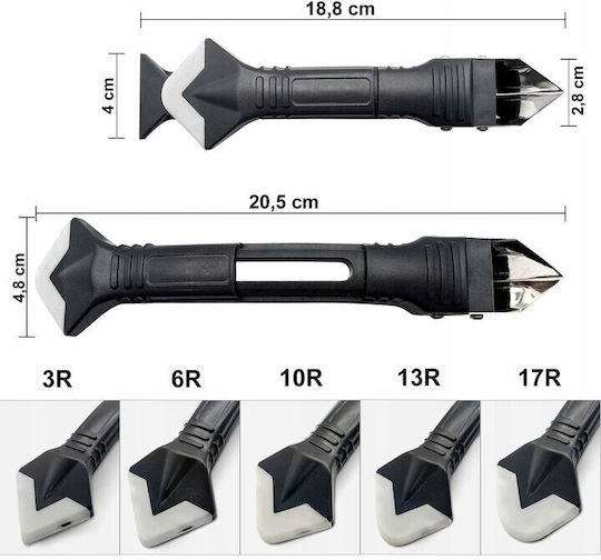 Set Racletă Pentru Îndepărtarea Adezivului Racletă Silicon 5 Capete Silicon Mărime Închisă 18.8 X 4 X 2.8 Cm Metal Negru