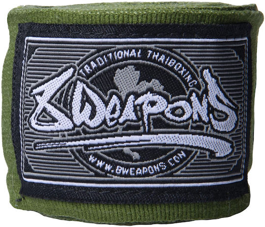 8 Weapons Semi-Elastic Martial Arts Hand Wraps 5m Olive Green