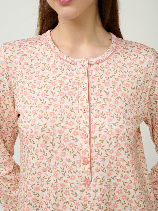 Vamp Nightgown Maternity & Nursing Pink Tan
