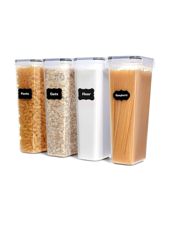 Set 4buc Borcane Cereale / pentru paste cu capac Plastic Transparent 2800ml