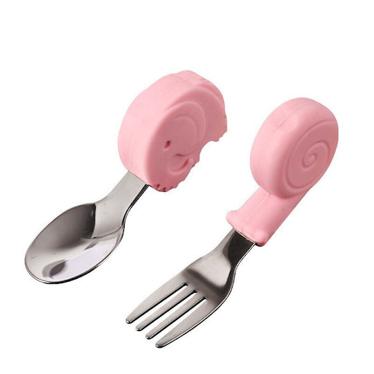 Baby Set with Fork made of Silicone for 1+ months Gray