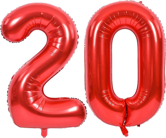 Balon Folie Număr 0 Roșu 40buc