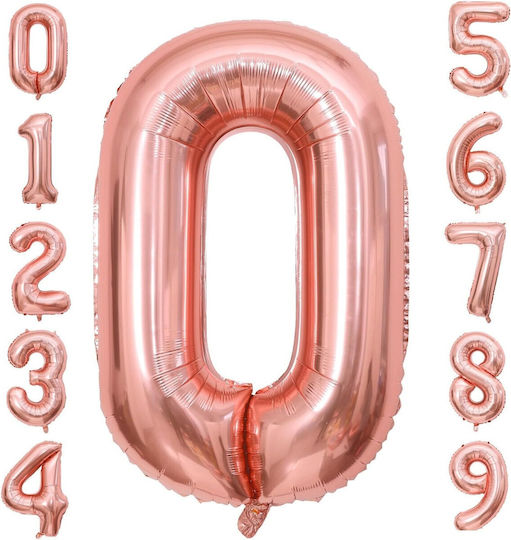 Балон Фолио Jumbo Число 0 Розово злато 100бр