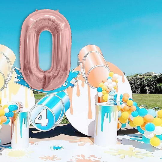 Балон Фолио Jumbo Число 0 Розово злато 80бр