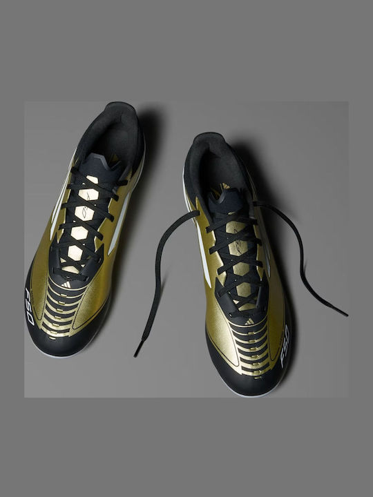 adidas F50 League Messi Football Shoes with Cleats Gold Metallic / Cloud White / Core Black