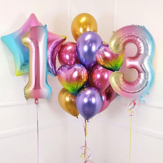 Balon Folie Număr 3 Multicolor 40buc