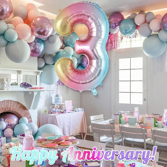 Balon Folie Număr 3 Multicolor 40buc