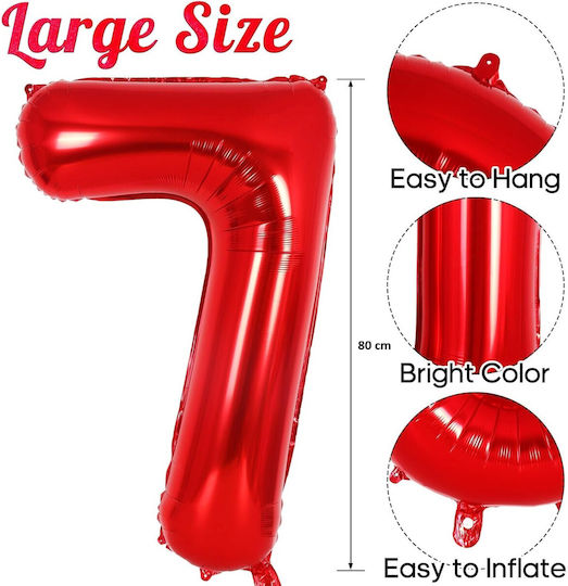 Balon Folie Jumbo Număr 7 Roșu 80buc