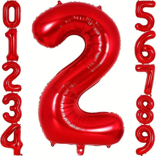 Balon Folie Jumbo Număr 2 Roșu 100buc