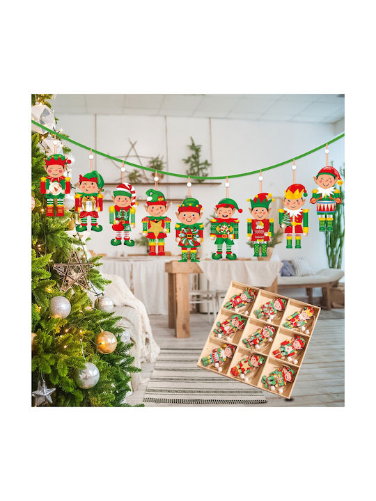 Hängendes Ornament Goblin Hölzern Mehrfarbig Set 18Stück
