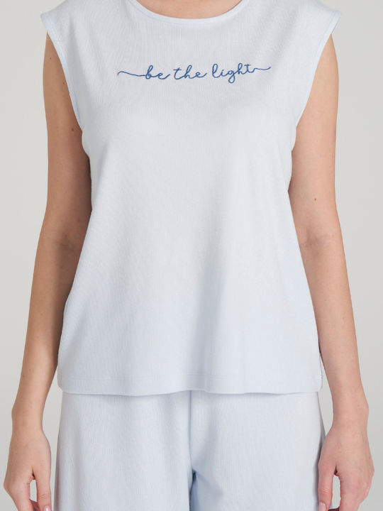 Pijadore Sommer Damen Pyjama-Set Light Blue