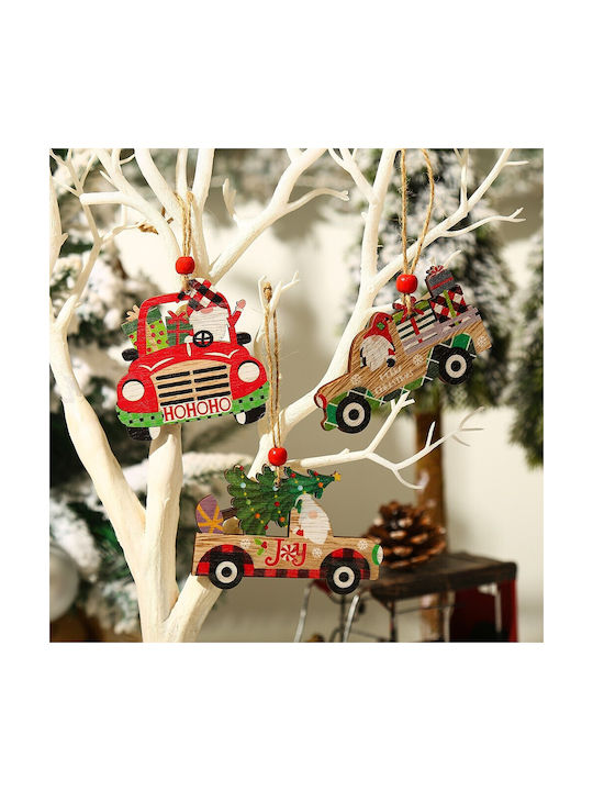 Hängendes Ornament Auto Hölzern Mehrfarbig 8x8cm