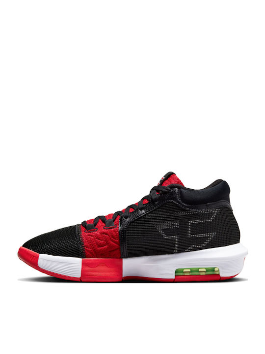 LeBron Witness 8 X Faze Clan High Basketball Shoes Black / White / University Red / Lime Blast