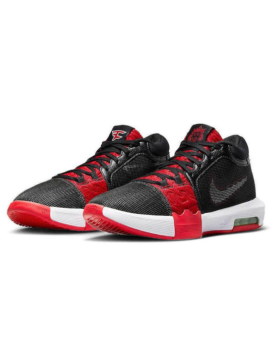 LeBron Witness 8 X Faze Clan High Basketball Shoes Black / White / University Red / Lime Blast