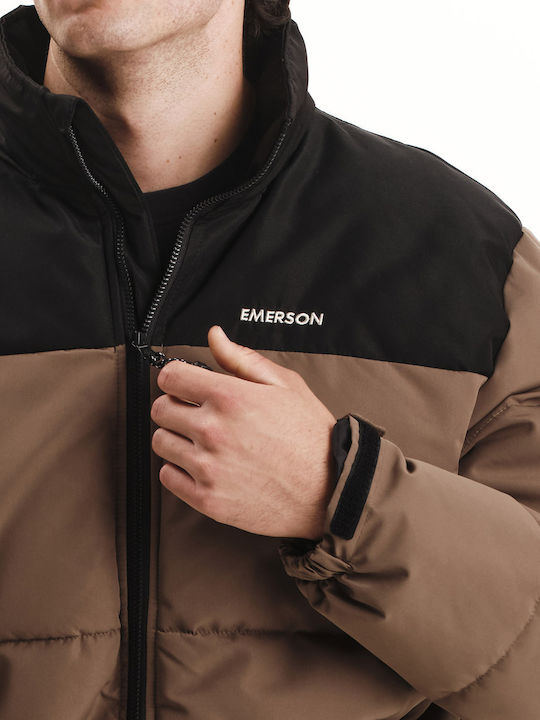 Winter Jacke Puffer Wasserdicht L.brown/black