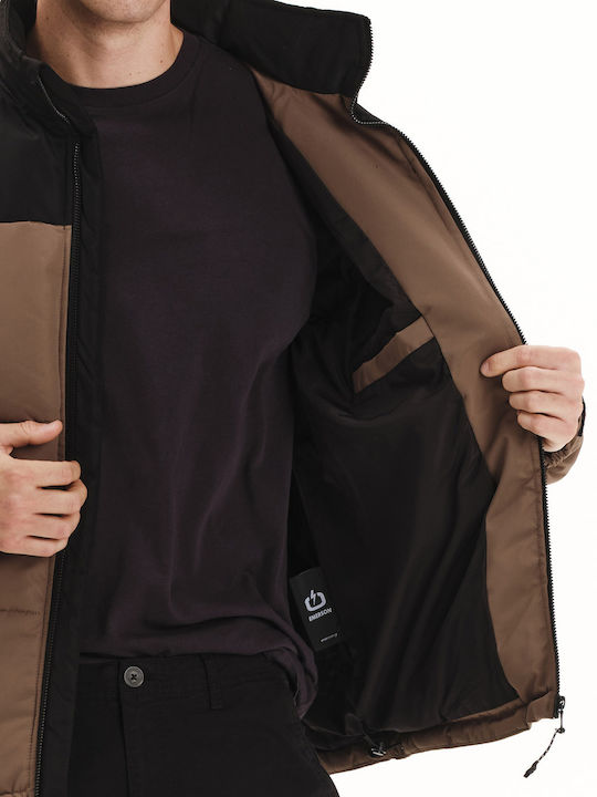 Winter Jacke Puffer Wasserdicht L.brown/black