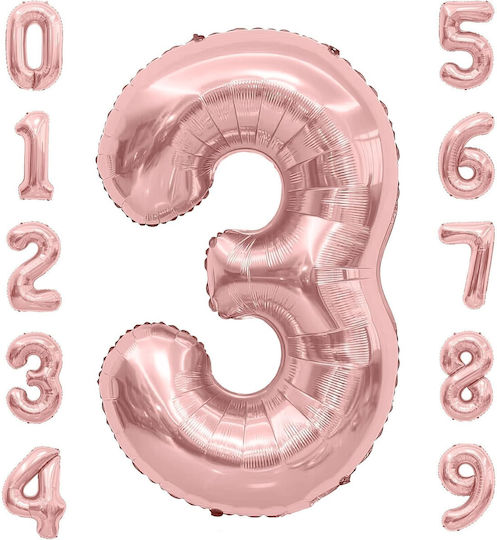 Luftballon Folie Jumbo Zahl 3 Rose Gold 100cm