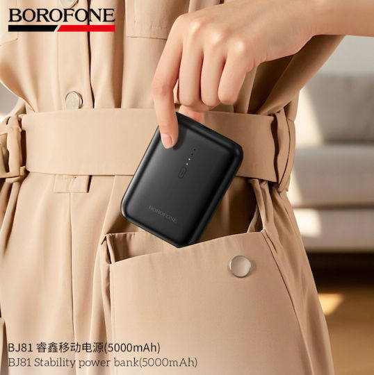Borofone BJ81 Power Bank 5000mAh 18.5W με Θύρα USB-A Μαύρο