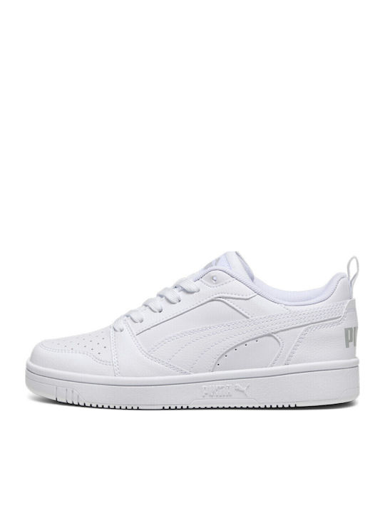 PUMA Rebound v6 Basketball White Kids Sports Shoes