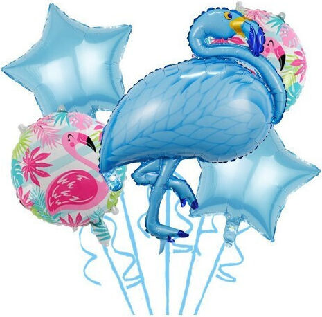 Set 5 Luftballons Folie Blau Runde