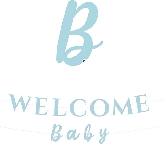 Willkommens Baby Girlande in Schieferfarben